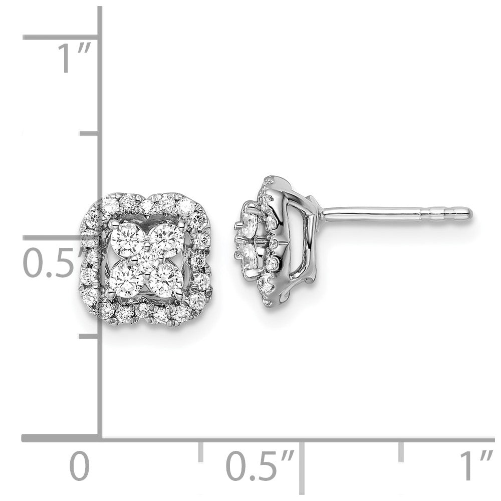 14k White Gold 1/2 carat Lab Grown Diamond VS/SI+ G+ Complete Square Halo Post Earrings