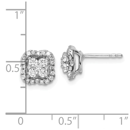 14k White Gold 1/2 carat Lab Grown Diamond VS/SI+ G+ Complete Square Halo Post Earrings