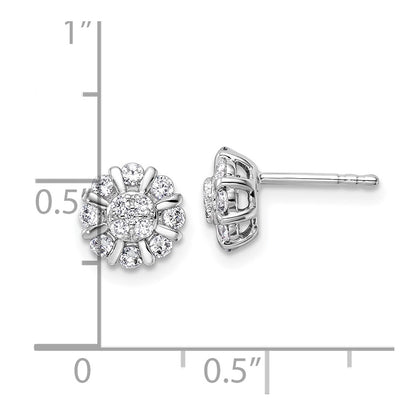 14k White Gold 1/2 carat Lab Grown Diamond VS/SI+ G+ Complete Halo Post Earrings