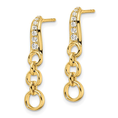 14k 1/8 carat Lab Grown Diamond VS/SI+ G+ Post Dangle Earrings