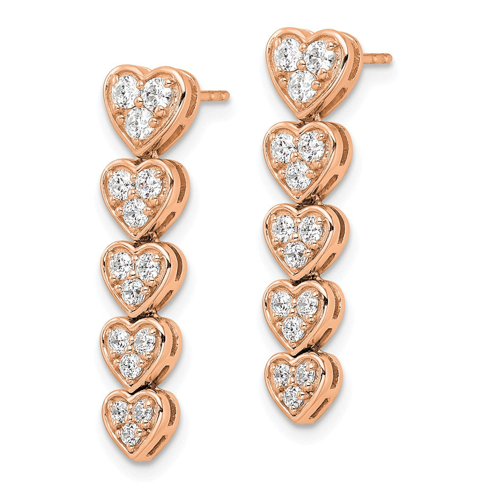 True Origin 14K Rose Gold 1 carat Lab Grown Diamond VS+ F+ Complete Heart Dangle Post Earrings