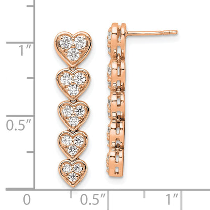 True Origin 14K Rose Gold 1 carat Lab Grown Diamond VS+ F+ Complete Heart Dangle Post Earrings