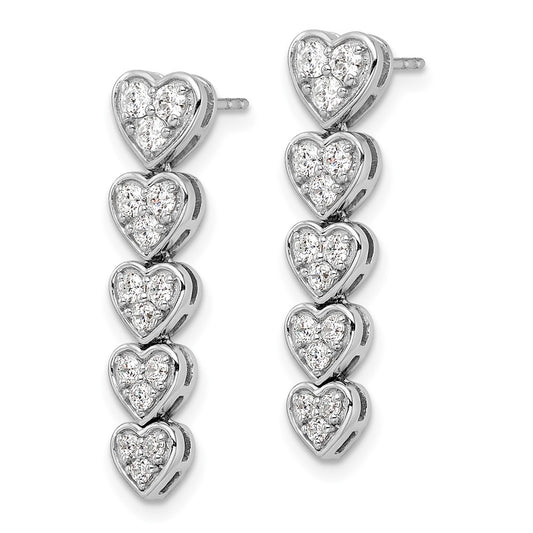 True Origin 14K White Gold 1 carat Lab Grown Diamond VS+ F+ Complete Heart Dangle Post Earrings