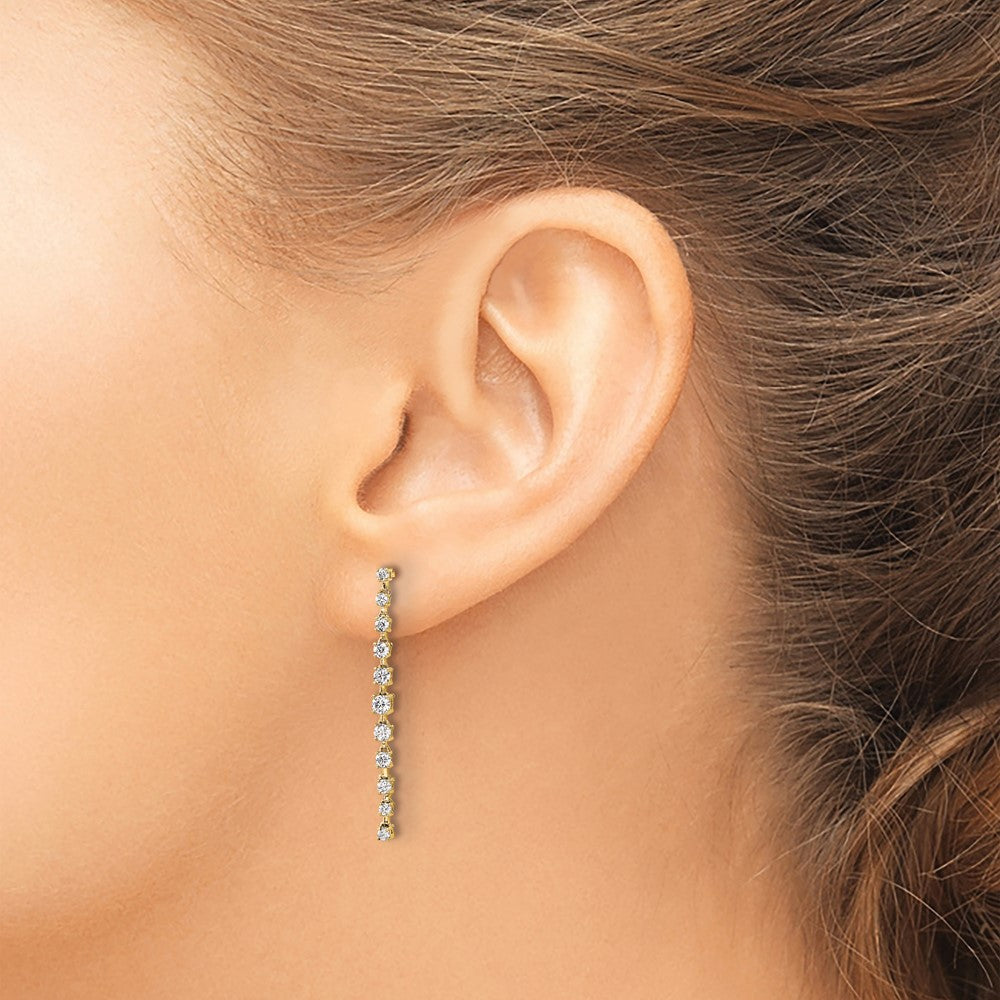 True Origin 14K Yellow Gold 5 carat Lab Grown Diamond VS+ F+ Complete Post Dangle Earrings