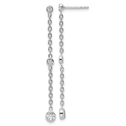 True Origin 14K White Gold 1/3 carat Lab Grown Diamond VS+ F+ Complete Graduated Dangle Post Earrings