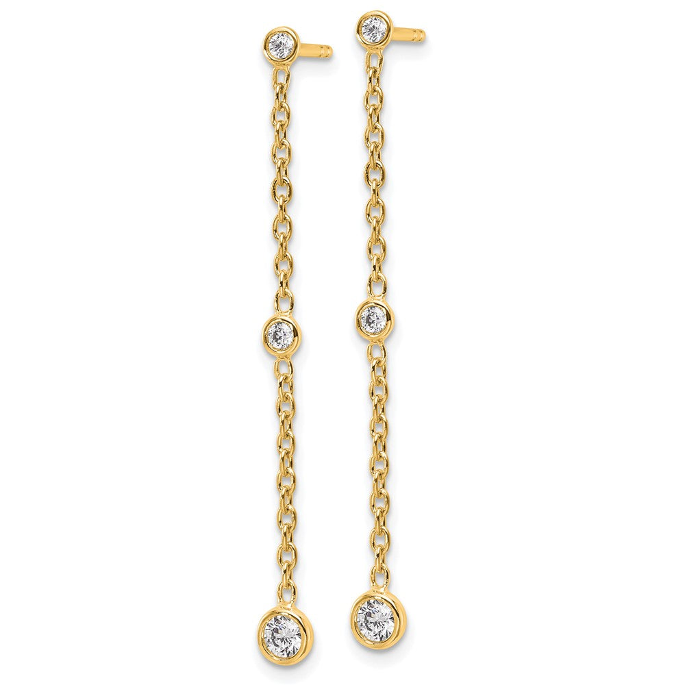 True Origin 14K Yellow Gold 1/3 carat Lab Grown Diamond VS+ F+ Complete Graduated Dangle Post Earrings