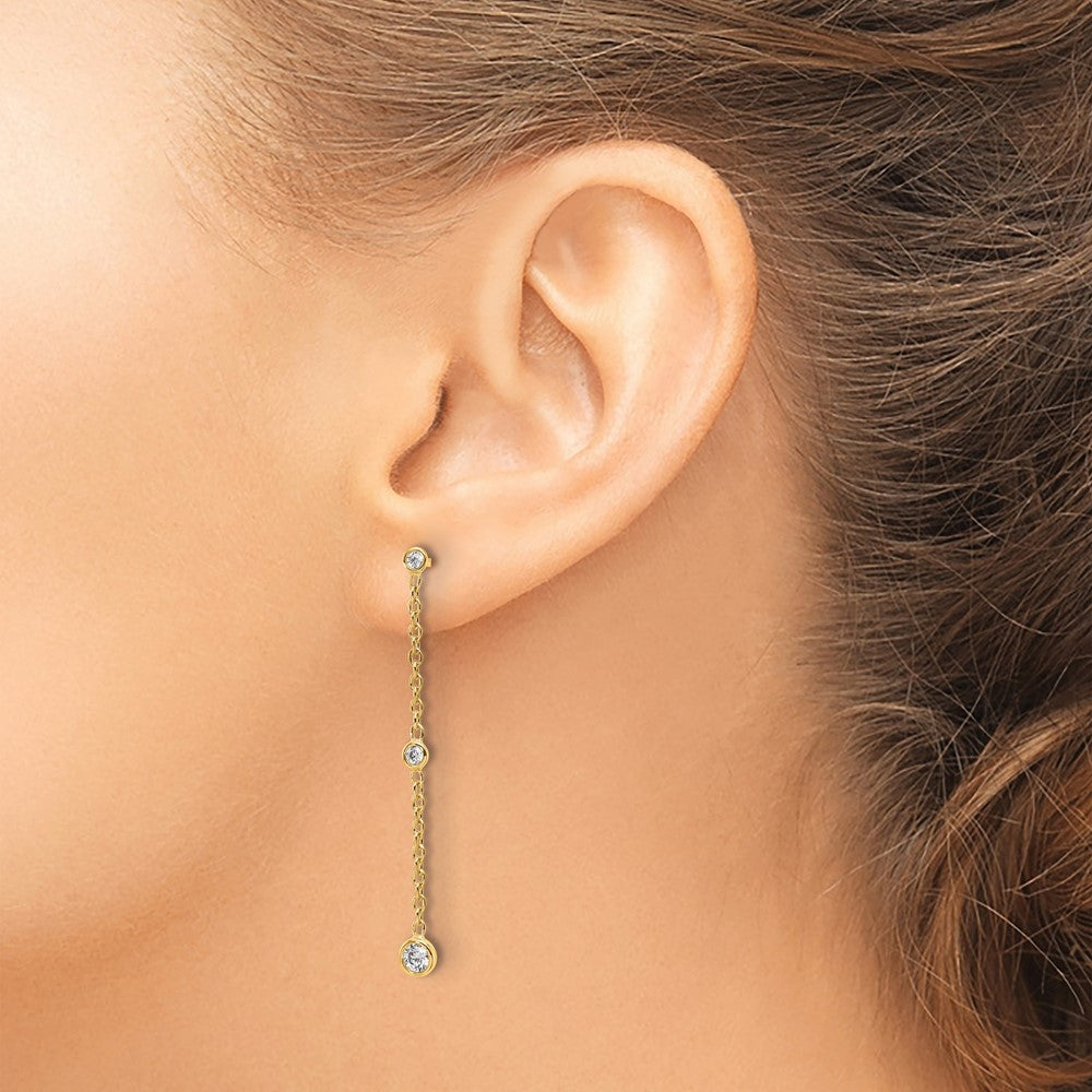 True Origin 14K Yellow Gold 1/3 carat Lab Grown Diamond VS+ F+ Complete Graduated Dangle Post Earrings