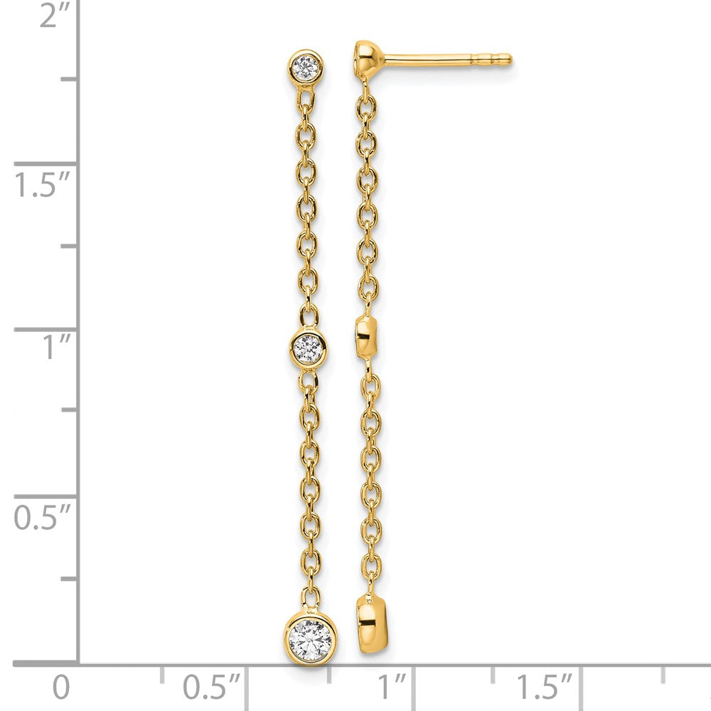 True Origin 14K Yellow Gold 1/3 carat Lab Grown Diamond VS+ F+ Complete Graduated Dangle Post Earrings