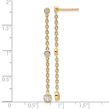 True Origin 14K Yellow Gold 1/3 carat Lab Grown Diamond VS+ F+ Complete Graduated Dangle Post Earrings