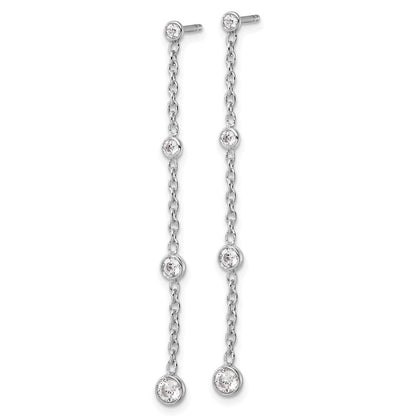 True Origin 14K White Gold 1/2 carat Lab Grown Diamond VS+ F+ Complete Graduated Dangle Post Earrings