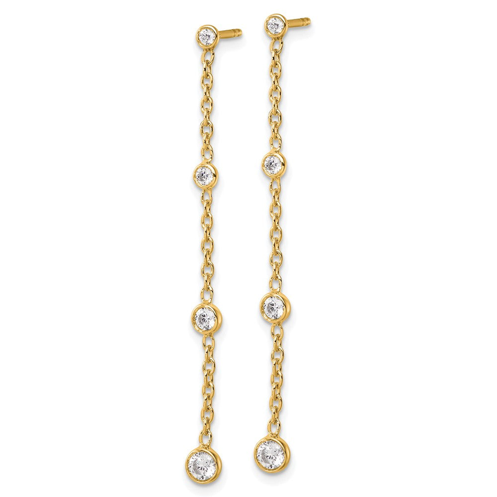 True Origin 14K Yellow Gold 1/2 carat Lab Grown Diamond VS+ F+ Complete Graduated Dangle Post Earrings