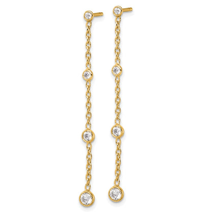 True Origin 14K Yellow Gold 1/2 carat Lab Grown Diamond VS+ F+ Complete Graduated Dangle Post Earrings