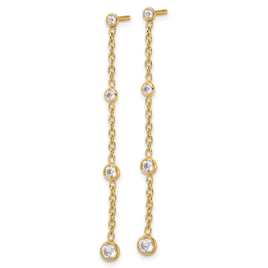 True Origin 14K Yellow Gold 1/2 carat Lab Grown Diamond VS+ F+ Complete Graduated Dangle Post Earrings