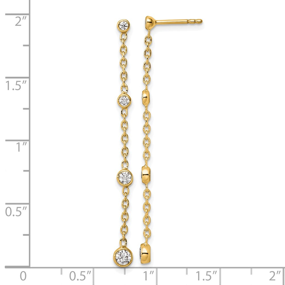 True Origin 14K Yellow Gold 1/2 carat Lab Grown Diamond VS+ F+ Complete Graduated Dangle Post Earrings
