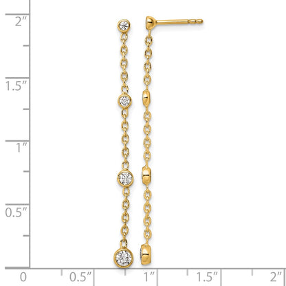 True Origin 14K Yellow Gold 1/2 carat Lab Grown Diamond VS+ F+ Complete Graduated Dangle Post Earrings