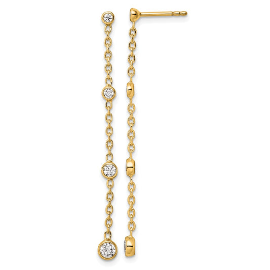 True Origin 14K Yellow Gold 1/2 carat Lab Grown Diamond VS+ F+ Complete Graduated Dangle Post Earrings
