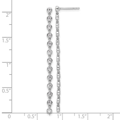 True Origin 14K White Gold 5/8 carat Lab Grown Diamond VS+ F+ Complete Graduated Dangle Post Earrings