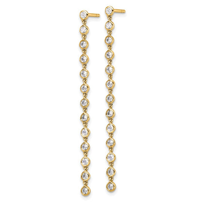 True Origin 14K Yellow Gold 5/8 carat Lab Grown Diamond VS+ F+ Complete Graduated Dangle Post Earrings