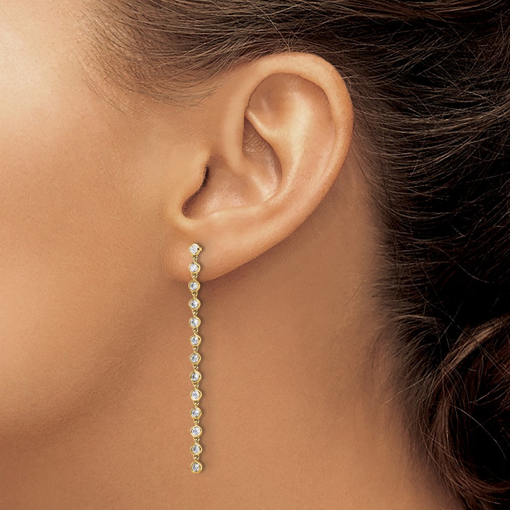 True Origin 14K Yellow Gold 5/8 carat Lab Grown Diamond VS+ F+ Complete Graduated Dangle Post Earrings