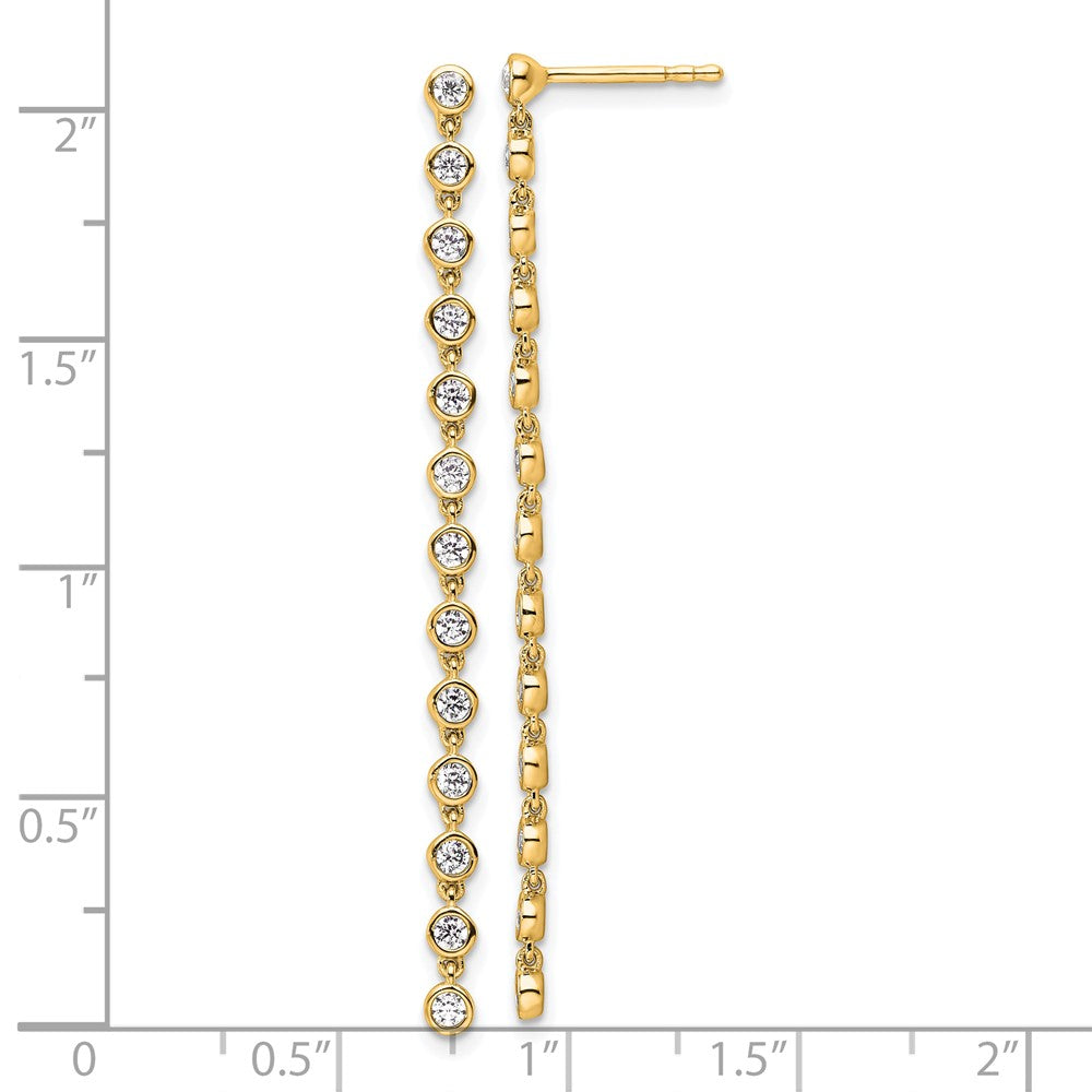 True Origin 14K Yellow Gold 5/8 carat Lab Grown Diamond VS+ F+ Complete Graduated Dangle Post Earrings