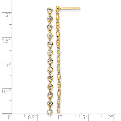 True Origin 14K Yellow Gold 5/8 carat Lab Grown Diamond VS+ F+ Complete Graduated Dangle Post Earrings