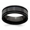 Edward Mirell Titanium Black Ti with Blue Anodized Grooves Flat 8mm Band