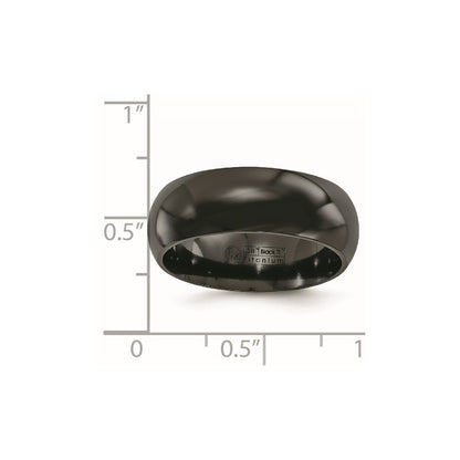 Edward Mirell Titanium Black Ti Polished Domed 8mm Band