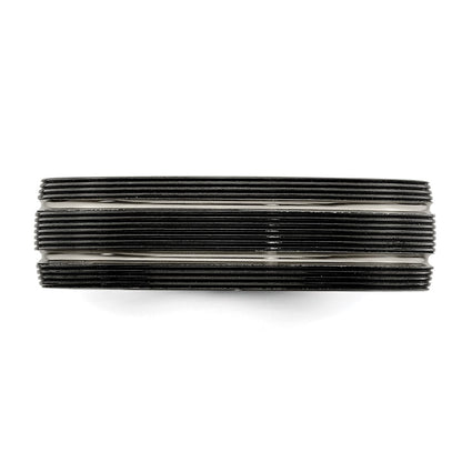 Edward Mirell Titanium Black Ti Textured Lines 7mm Band