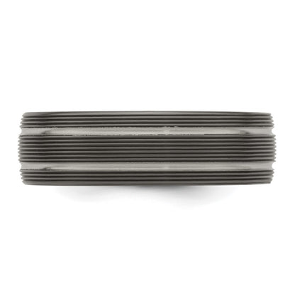 Edward Mirell Titanium Black Ti Textured Lines 7mm Band