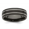 Edward Mirell Titanium Black Ti Textured Lines 7mm Band