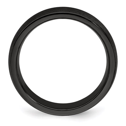 Edward Mirell Titanium Black Ti Domed Textured Lines 6mm Band