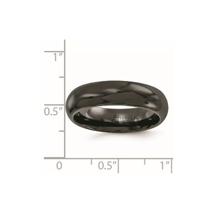Edward Mirell Titanium Black Ti Polished Domed 6mm Band
