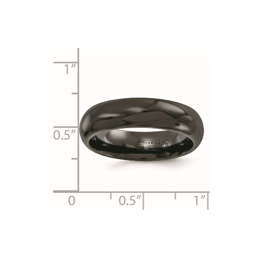 Edward Mirell Titanium Black Ti Polished Domed 6mm Band