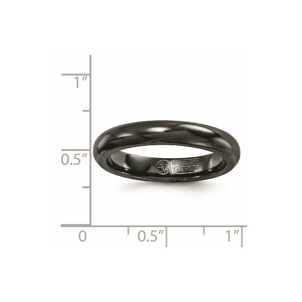 Edward Mirell Titanium Black Ti Polished Domed 4mm Band