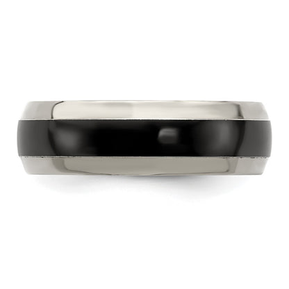 Edward Mirell Titanium Black Ti Polished Domed with Cut Edges 7mm Band