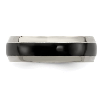 Edward Mirell Titanium Black Ti Polished Domed with Cut Edges 7mm Band