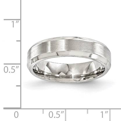 Edward Mirell Titanium Brushed/Polished Beveled Edge 6mm Band Size 11.5