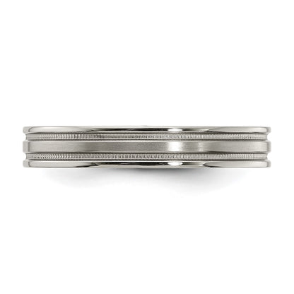 Edward Mirell Titanium Brushed/Polished Flat Milgrain 4mm Band Size 6.5