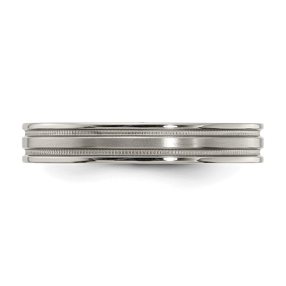 Edward Mirell Titanium Brushed/Polished Flat Milgrain 4mm Band Size 11