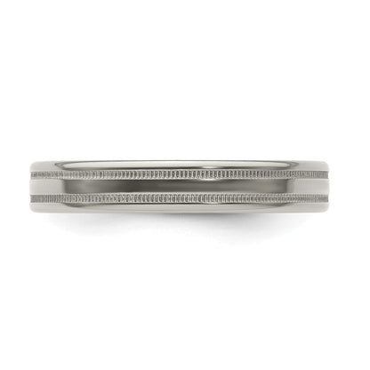 Edward Mirell Titanium Brushed/Polished Flat Milgrain 4mm Band Size 9.5