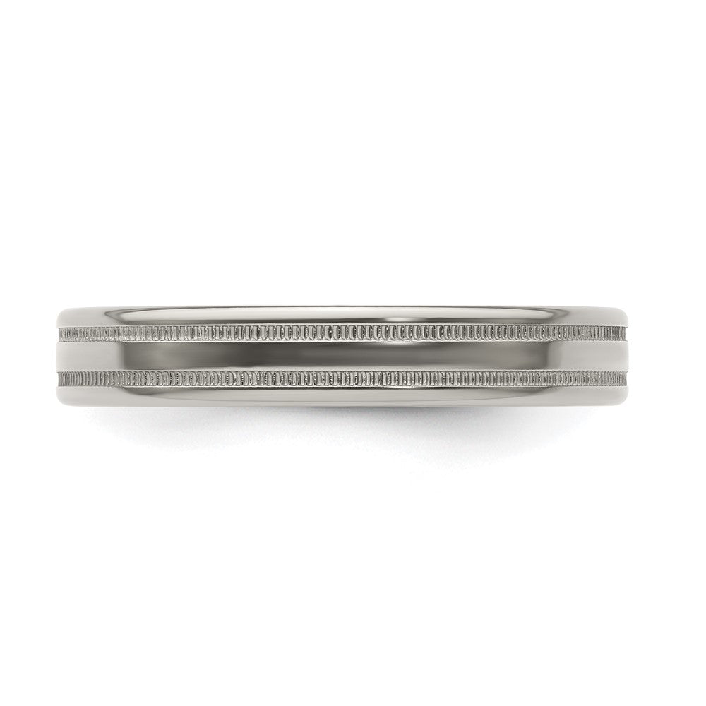 Edward Mirell Titanium Brushed/Polished Flat Milgrain 4mm Band Size 7