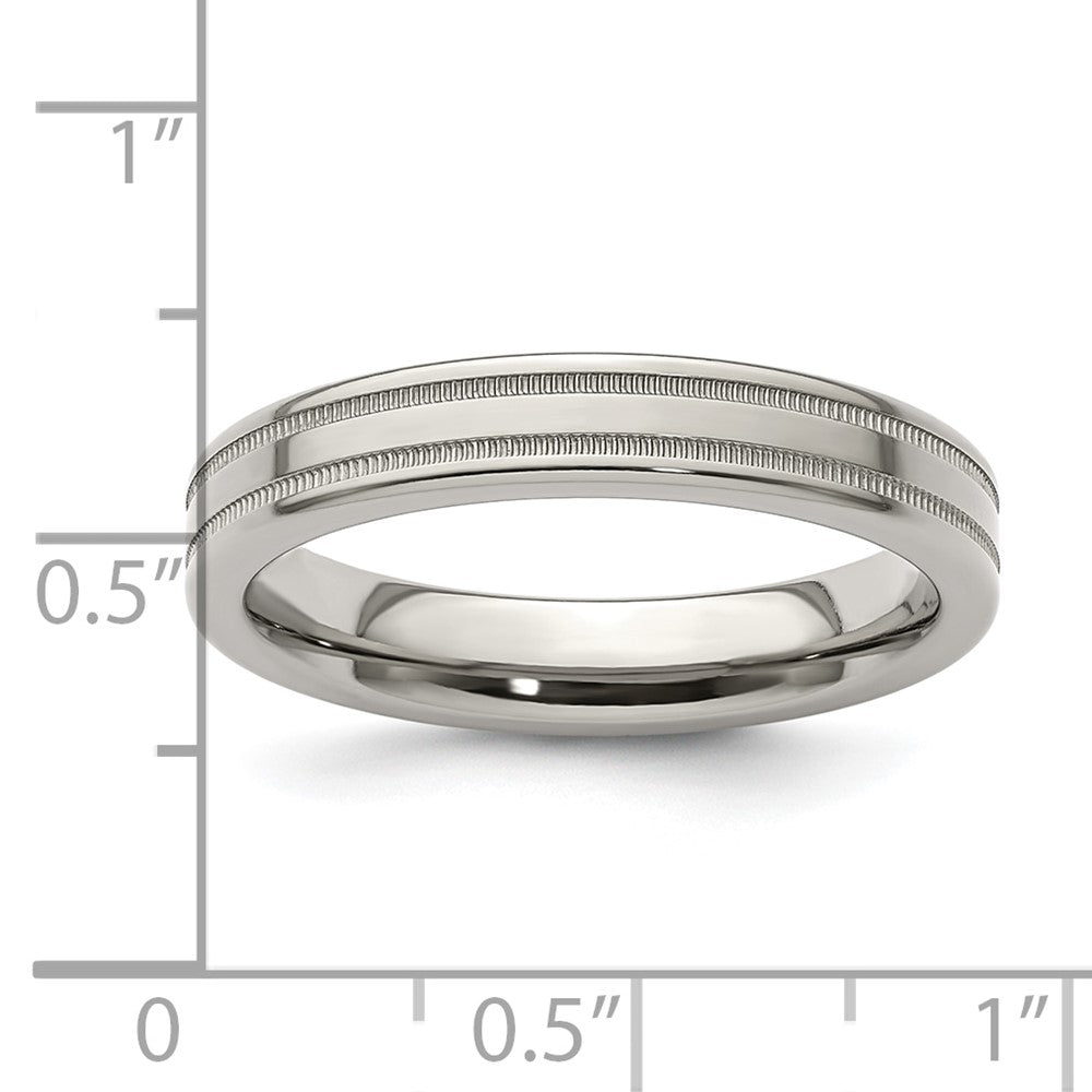Edward Mirell Titanium Brushed/Polished Flat Milgrain 4mm Band Size 7