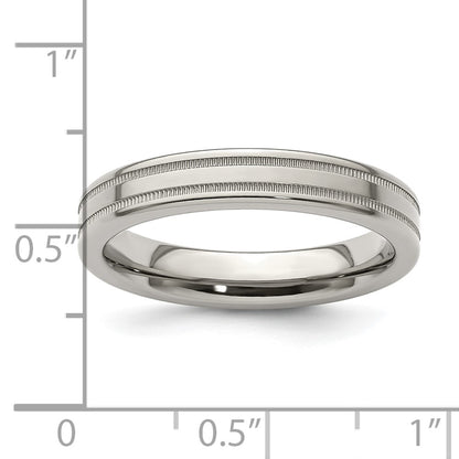 Edward Mirell Titanium Brushed/Polished Flat Milgrain 4mm Band Size 9.5