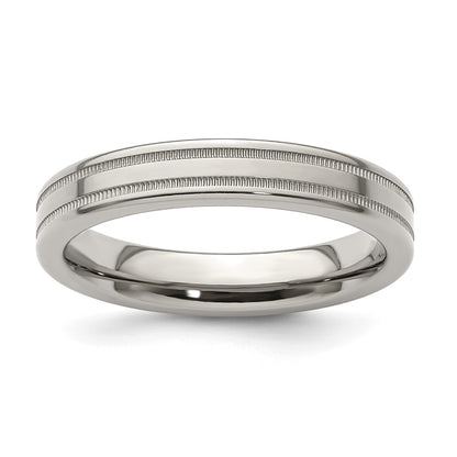 Edward Mirell Titanium Brushed/Polished Flat Milgrain 4mm Band Size 8.5
