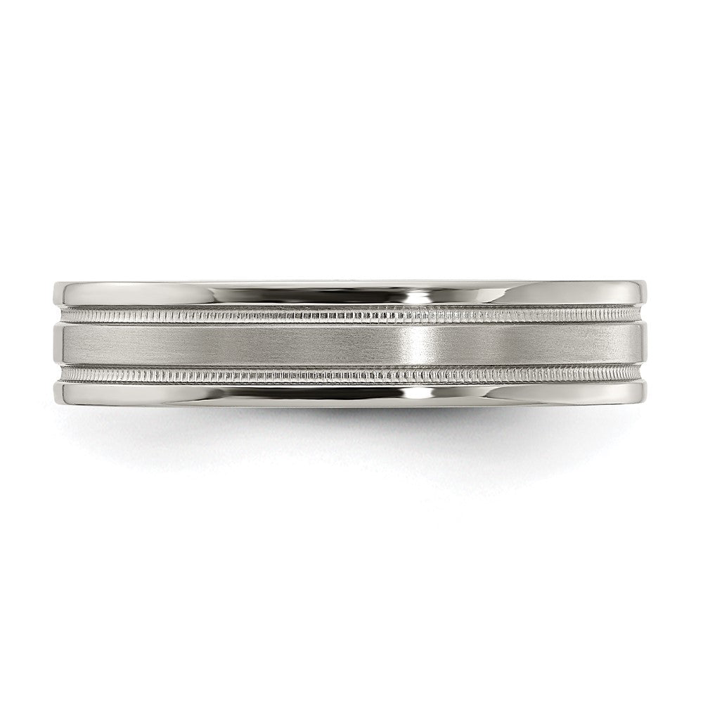 Edward Mirell Titanium Brushed/Polished Flat Milgrain 5mm Band Size 12