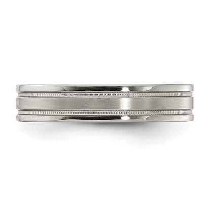Edward Mirell Titanium Brushed/Polished Flat Milgrain 5mm Band Size 11.5