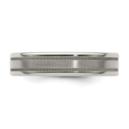 Edward Mirell Titanium Brushed/Polished Flat Milgrain 5mm Band Size 7