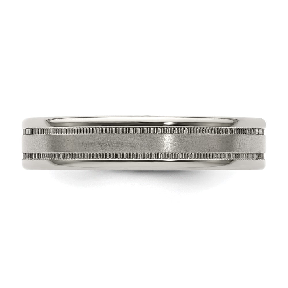 Edward Mirell Titanium Brushed/Polished Flat Milgrain 5mm Band Size 12