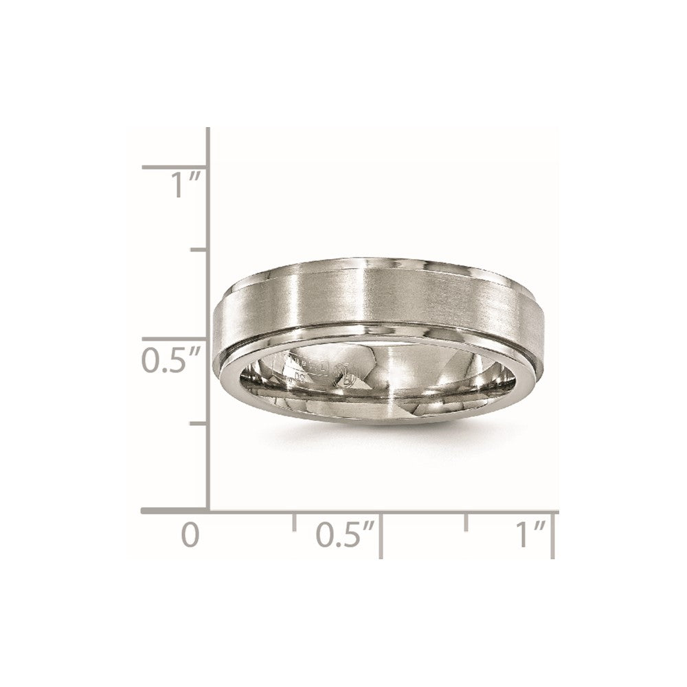 Edward Mirell Titanium Brushed/Polished Flat Step Edge 6mm Band Size 7