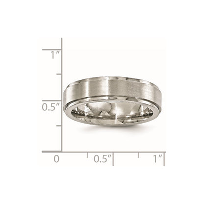 Edward Mirell Titanium Brushed/Polished Flat Step Edge 6mm Band Size 6